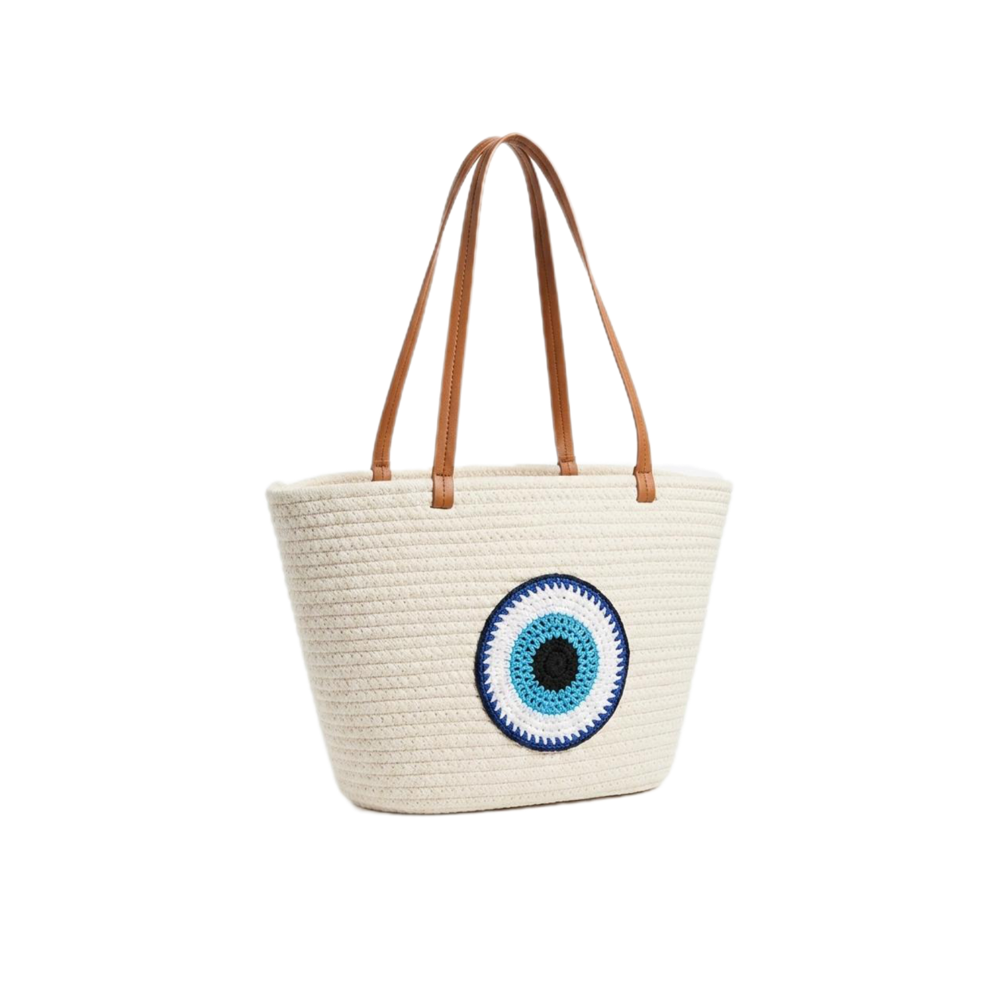 Evil Eye Straw Beach Tote