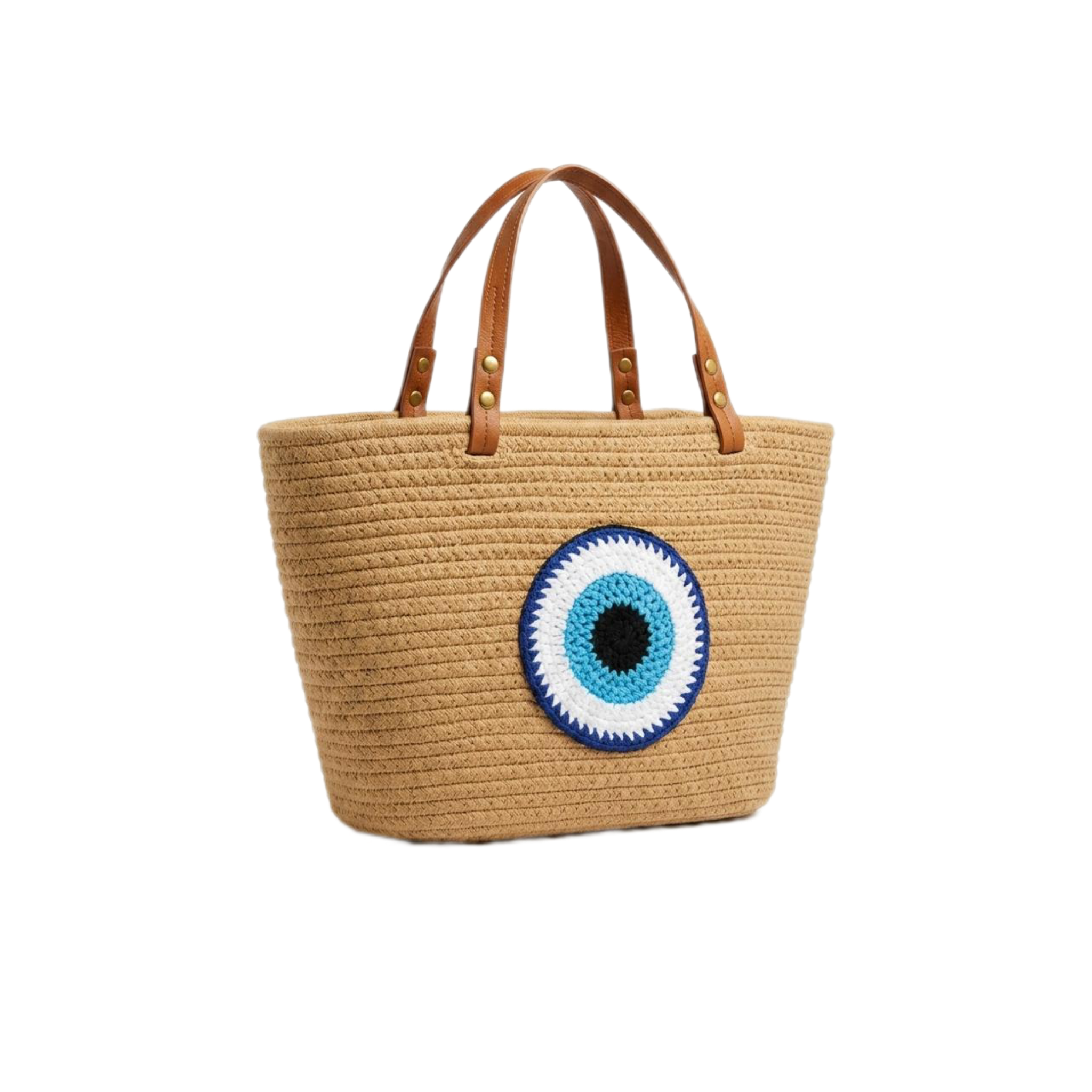 Evil Eye Straw Beach Tote