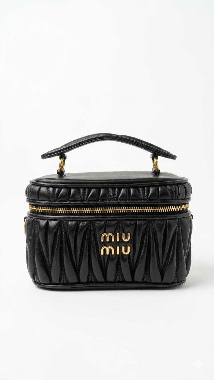 Miu Miu Matelassé Nappa Leather Vanity Bag - Black